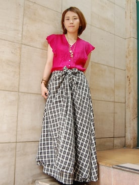 「キュプラ」｜「アイテム（アクセサリー）」を使った、chaosbohemiaさん（レディース・156cm）の夏コーディネート