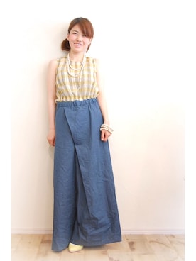 「アイテム（パンプス、イエロー系）」を使った、chaosbohemiaさん（レディース・156cm）の春コーディネート