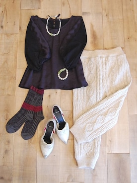 「アイテム（ブレスレット）」を使った、chaosbohemiaさん（レディース・156cm）の秋コーディネート