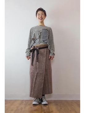 「ラップスカート」｜chaosbohemiaさん（レディース・160cm）の秋コーディネート