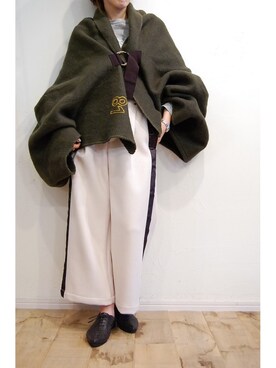 「レースアップシューズ」｜「アイテム（ポンチョ）」を使った、chaosbohemiaさん（レディース・156cm）の秋コーディネート
