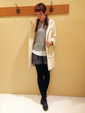 「ロング丈ダッフル」｜「アイテム（スウェット）」を使った、やまぎしさん（レディース・165cm）の秋コーディネート