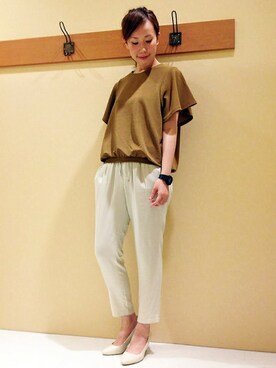 「フレアスリーブ」｜やまぎしさん（レディース・165cm）の夏コーディネート