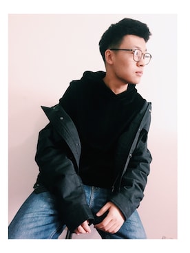 「TOPMAN（トップマン）のアイテム（パーカー）」を使った、没空先生_さん（メンズ・178cm）の冬コーディネート