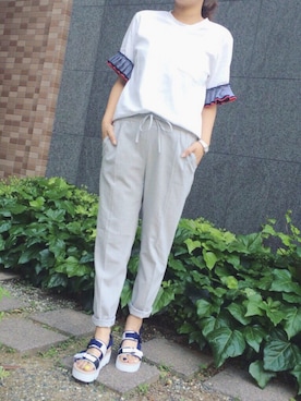 「MSGM（エムエスジーエム）のアイテム（サンダル）」を使った、HEMMY.さん（レディース・157cm）の春コーディネート
