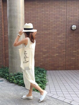 「Ray BEAMS（レイビームス）のRay BEAMS / 中折れ HAT（ハット）」を使った、HEMMY.さん（レディース・157cm）の夏コーディネート