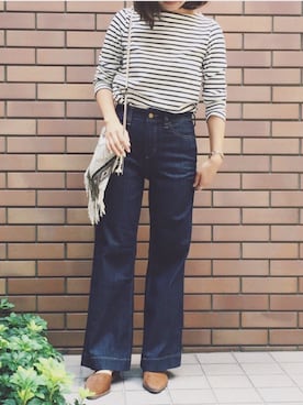 「Ray BEAMS（レイビームス）のRay BEAMS / ストレッチ デニム バギー パンツ（デニムパンツ）」を使った、HEMMY.さん（レディース・157cm）の夏コーディネート