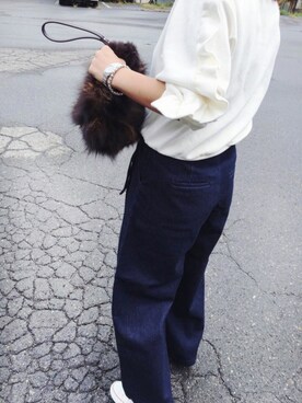 「OPENING CEREMONY（オープニングセレモニー）のアイテム（デニムパンツ）」を使った、HEMMY.さん（レディース・157cm）の秋コーディネート