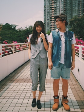 「TOPMAN（トップマン）のアイテム（ベスト）」を使った、なおと・waterさん（メンズ・178cm）の春コーディネート