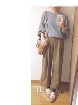 「ボリュームニット」｜「アイテム（その他シューズ）」を使った、m.さん（レディース・162cm）の秋コーディネート