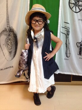 「muchacha nene（ムチャチャネネ）のアイテム」を使った、Yu Riさん（キッズ・100cm）の夏コーディネート