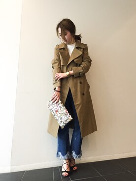 「アイテム（トレンチコート、イエロー系）」を使った、Narcissus  crystaさん（レディース・158cm）の春コーディネート