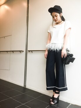 「フェザー」｜「アイテム（キャップ）」を使った、Narcissus  crystaさん（レディース・162cm）の春コーディネート
