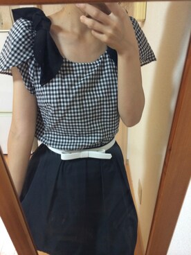 「Rubyrivet（ルビーリベット）のアイテム（トップス）」を使った、ももさん（レディース・151cm）の夏コーディネート