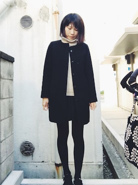 「A part by（アパートバイ）のアイテム（ノーカラージャケット）」を使った、nucoさん（レディース・164cm）の冬コーディネート