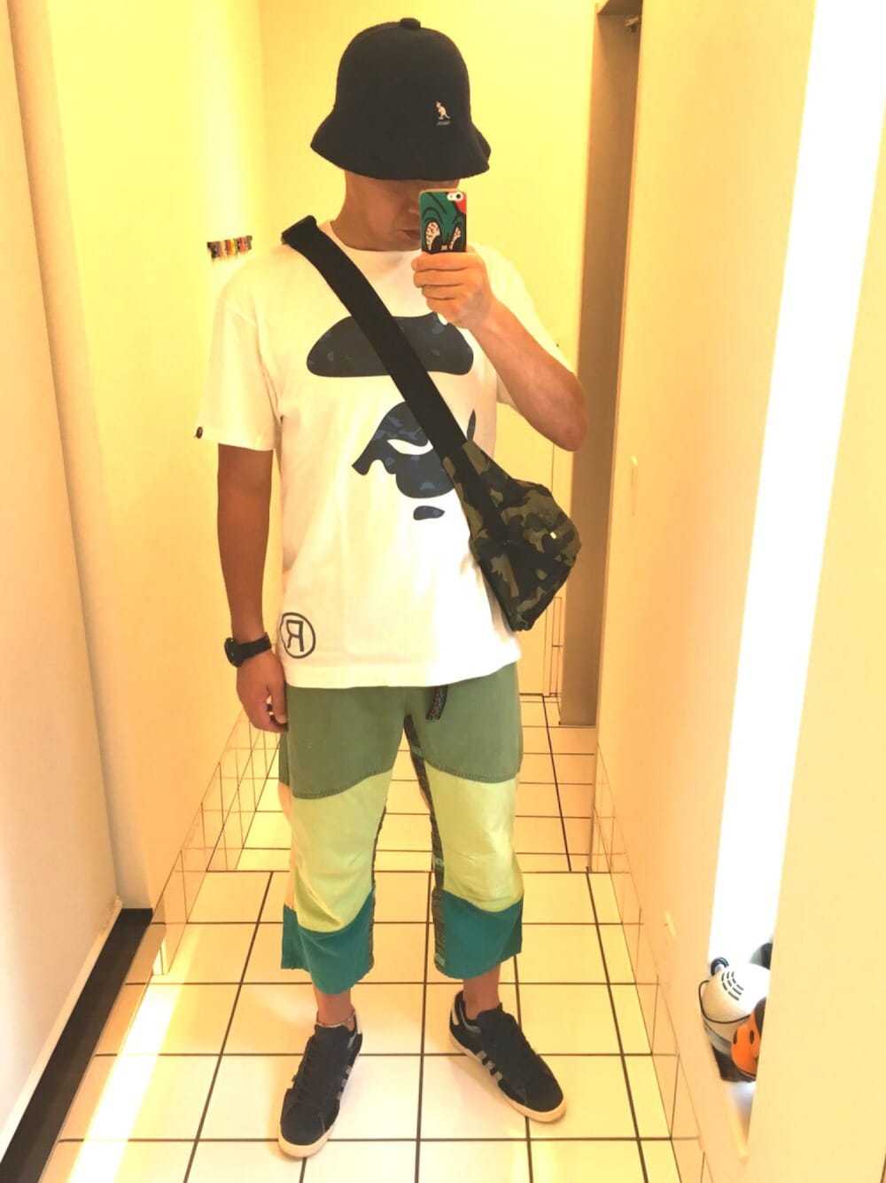「KANGOL、A BATHING APE、ALDIES、adidas originals、ZOZO限定、G-SHOCK」｜「KANGOLのユニセックス カンゴール バミューダ ハット KANGOL Bermuda Casual（ハット、ブルー系）」を使った、流山ＲＥＤＳさん（メンズ・180cm）の秋コーディネートの1枚目の写真