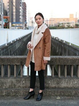 「boujeloud」｜「アイテム（ムートンコート）」を使った、Bou Jeloudさん（レディース・165cm）の冬コーディネート
