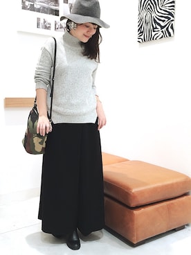 「ガウチョパンツ」｜Bou Jeloudさん（レディース・155cm）の冬コーディネート