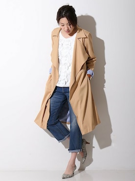 「Bou Jeloud（ブージュルード）のアイテム（トレンチコート）」を使った、Bou Jeloudさん（レディース・165cm）の冬コーディネート