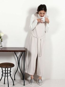 「Bou Jeloud」｜「アイテム（サロペット/オーバーオール）」を使った、Bou Jeloudさん（レディース・165cm）の冬コーディネート