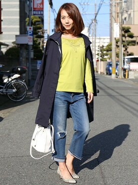 「boujeloud」｜「アイテム（ジャケット/アウター）」を使った、Bou Jeloudさん（レディース・163cm）の春コーディネート