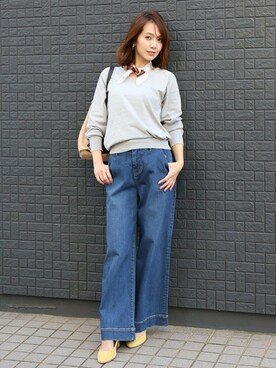 「もちもちニット」｜Bou Jeloudさん（レディース・163cm）の春コーディネート