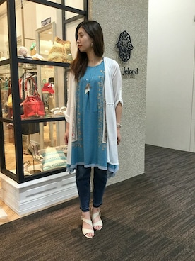 「アイテム（チュニック）」を使った、Bou Jeloudさん（レディース・163cm）の夏コーディネート