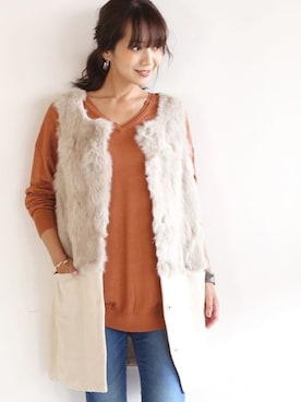 「ラビットファー」｜Bou Jeloudさん（レディース・160cm）の冬コーディネート