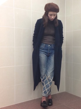 「L'EST ROSE（レストローズ）のアイテム（帽子）」を使った、大釜ケリーさん（レディース・165cm）の冬コーディネート
