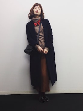 「Devinette」｜「アイテム（チェスターコート）」を使った、大釜ケリーさん（レディース・165cm）の春コーディネート
