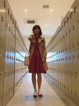 「レッドワンピース」｜大釜ケリーさん（レディース・165cm）の春コーディネート