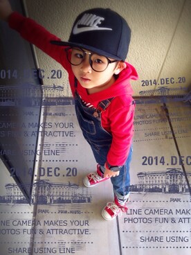 「LACOSTE（ラコステ）のアイテム」を使った、roaさん（キッズ・110cm）の冬コーディネート