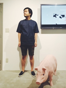 「COMMON PROJECTS（コモンプロジェクト）のアイテム（シューズ）」を使った、ユウスケさん（メンズ・168cm）の夏コーディネート