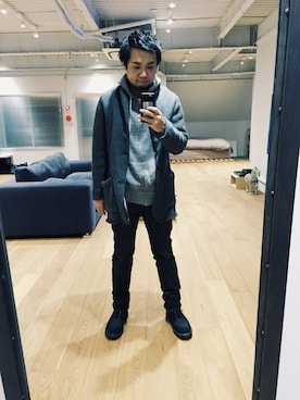 「BLUE WORK（ブルーワーク）のアイテム（ジャケット/アウター）」を使った、ユウスケさん（メンズ・168cm）の冬コーディネート