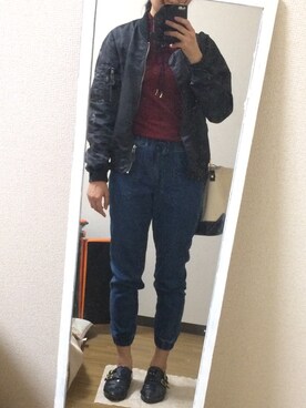 「アイテム（MA-1）」を使った、miakiさん（レディース・161cm・20代）の秋コーディネート