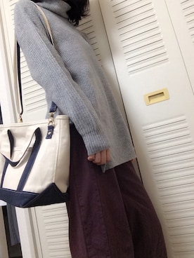 「BLUE BLUE（ブルーブルー）のアイテム（バッグ）」を使った、miakiさん（レディース・161cm）の秋コーディネート