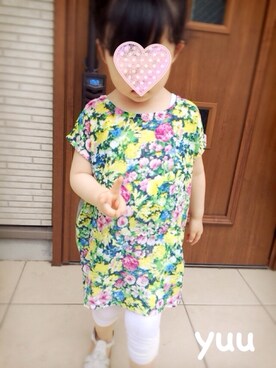 「GLOBAL WORK（グローバルワーク）の【GLOBAL WORK】キリカエサックワンピース/547102（ワンピース、グレー系）」を使った、yuuさん（キッズ・100cm）の夏コーディネート