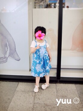 「GAP（ギャップ）のアイテム（ワンピース、ブルー系）」を使った、yuuさん（キッズ・100cm）の夏コーディネート