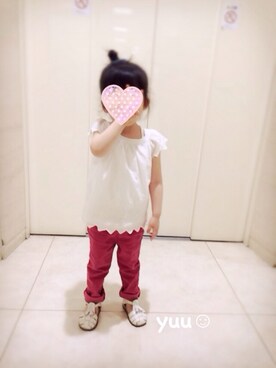 「GAP（ギャップ）のアイテム（シャツ/ブラウス、ホワイト系）」を使った、yuuさん（キッズ・100cm）の秋コーディネート