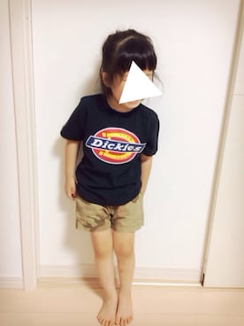 「Dickies（ディッキーズ）のプリントTシャツ（Tシャツ/カットソー、ブラック系）」を使った、yuuさん（キッズ・100cm）の夏コーディネート