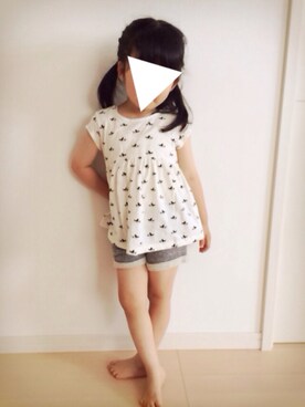 「GAP（ギャップ）のアイテム（Tシャツ/カットソー、ホワイト系）」を使った、yuuさん（キッズ・100cm）の夏コーディネート