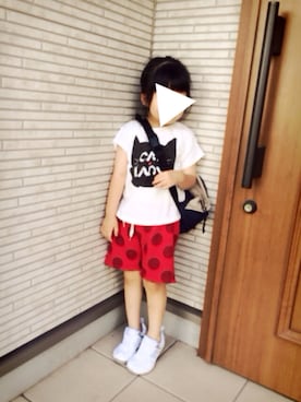 「ZARA（ザラ）のアイテム（Tシャツ/カットソー、ホワイト系）」を使った、yuuさん（キッズ・100cm）の夏コーディネート