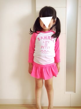 「韓国子供服のアイテム（水着、ホワイト系）」を使った、yuuさん（キッズ・100cm）の夏コーディネート