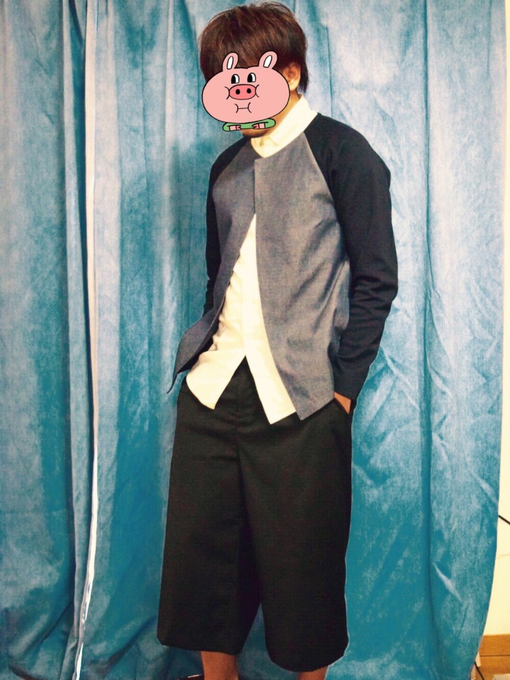 「atoの4.5ozデニムカーディガン（カーディガン/ボレロ、ブルー系）」を使った、ともずさん（メンズ・163cm）の春コーディネートの1枚目の写真