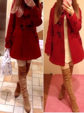 「ロング丈ダッフル」｜「アイテム（ブーツ）」を使った、hさん（レディース・160cm）の冬コーディネート