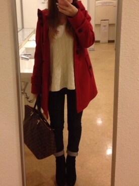 「LouisVuitton」｜「アイテム（ダッフルコート）」を使った、hさん（レディース・160cm）の冬コーディネート