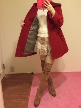 「キュロット」｜「アイテム（ダッフルコート）」を使った、hさん（レディース・160cm）の冬コーディネート
