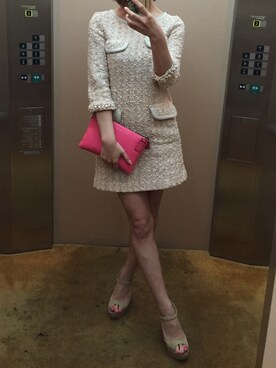 「MARC JACOBS（マークジェイコブス）のアイテム（クラッチバッグ）」を使った、hさん（レディース・160cm）の夏コーディネート