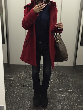 「moussy」｜「アイテム（ダッフルコート）」を使った、hさん（レディース・160cm）の秋コーディネート