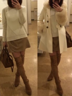 「Saint Laurent」｜「アイテム（ダッフルコート）」を使った、hさん（レディース・160cm）の冬コーディネート